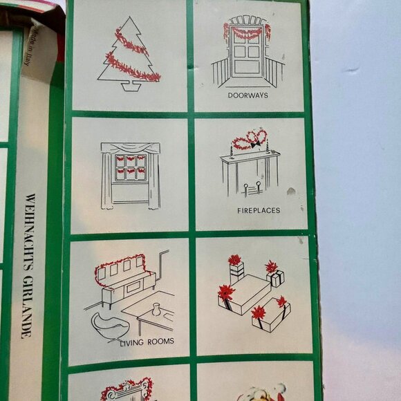 Set of 2 Vintage Christmas Tinsel Garland Italian Gold White 36 feet In Box - Picture 7 of 11